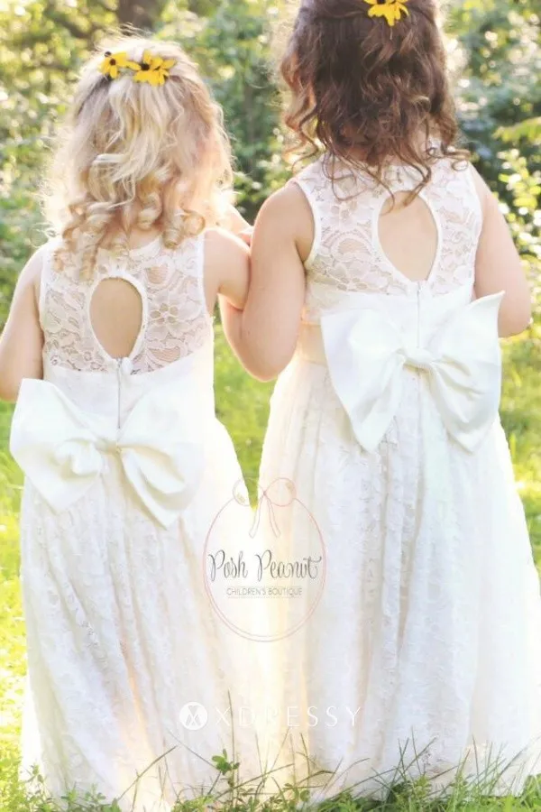 ivory lace sleeveless long flower girl dress ivory lace sleeveless long flower girl dress