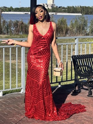 best red sequin prom dress 2022