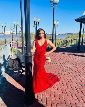 red sequin prom dress 2022